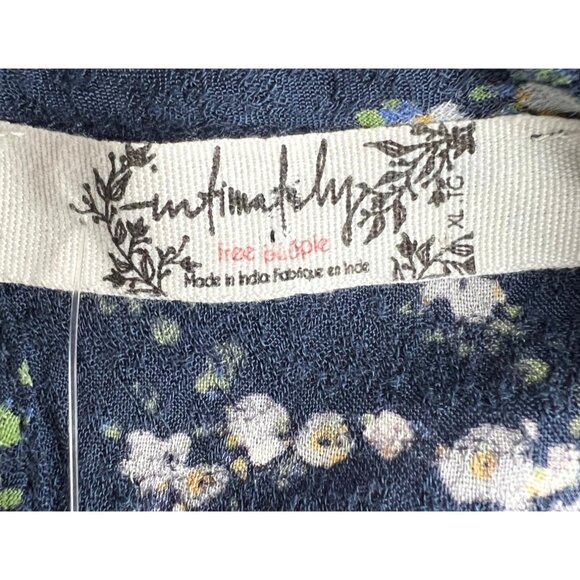 Free People Bali Tate Navy Floral Lace-Trimmed Bodysuit Open Back Size XL - Picture 6 of 16